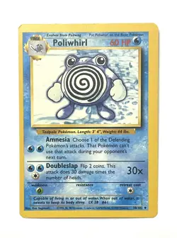 Poliwhirl 38/102 Base Set Pokemon Card - LP Miscut Off Center OFC Error - Image 1