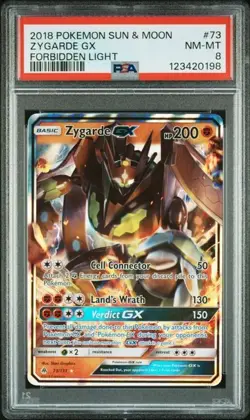 PSA 8 NM - Zygarde GX HOLO! 2018 Pokemon Forbidden Light #73/131 - Image 1