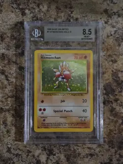 Pokemon Hitmonchan Base Set Unlimited Holo Rare #7 BGS 8.5 - Image 1