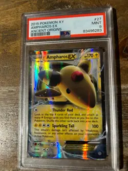 Pokemon 2015 XY Ancient Origins AMPHAROS EX #27 PSA 9 Mint RARE - Image 1
