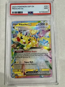 Pokemon TCG Pikachu EX Surging Sparks 57/191 Mint Condition PSA 9 - Image 1