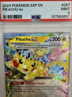 Pokemon TCG Pikachu EX Surging Sparks 57/191 Mint Condition PSA 9 - Image 3
