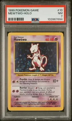 1999 Pokemon Base Set Mewtwo #10/102 Holo PSA 7 - Image 1
