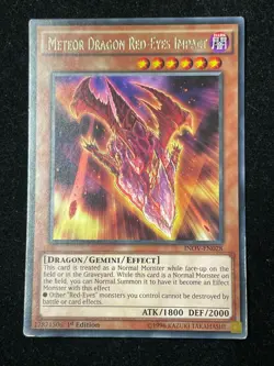 YUGIOH METEOR DRAGON RED-EYES IMPACT RARE MIXED EDITIONS GOOD INOV-EN028 - Image 1