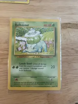 1995 Bulbasaur Base Set Pokemon TCG Card 44/102 Near Mint Condition - Image 1