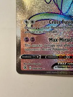 Pokemon Card Mew VMAX Rainbow Secret Rare Holo Fusion Strike 268/264 MP - Image 4
