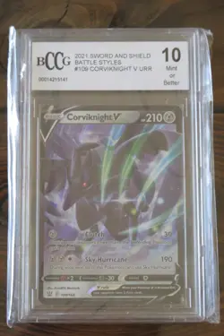 POKEMON 2021 SWORD & SHIELD BATTLE STYLES CORVIKNIGHT V URR 109/163 BCCG 10 MINT - Image 1
