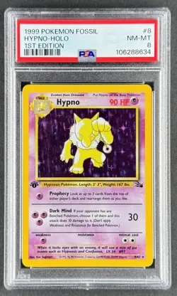 Hypno Holo 1st Edition 1999 Pokemon Fossil 8/62 PSA 8 - NEW CERT - Image 1
