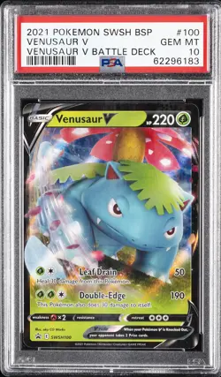 2021 POKEMON SWSH BLACK STAR PROMO VENUSAUR V BATTLE DECK #100 VENUSAUR V PSA 10 - Image 1