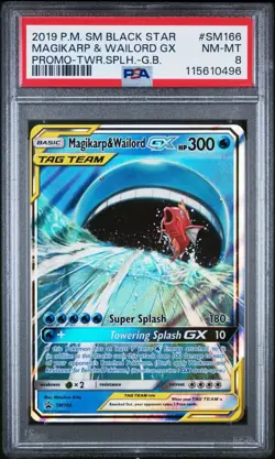 2019 PSA 8 Magikarp & Wailord GX SM166 Tag Team Black Star Promo Pokemon - Image 1