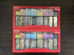 Pokemon Prismatic Evolutions 8 Mini-Tins with Promo Cards Costco 2-pack IN HAND - Image 1