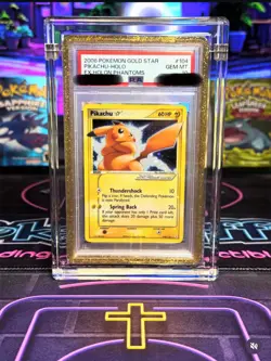 2006 Pokemon Gold Star Pikachu #104 PSA 10 Gem Mint - 11M Cert || Swirl - Image 3