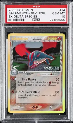 2005 POKEMON EX DELTA SPECIES #14 SALAMENCE-REVERSE FOIL PSA 10 - Image 1