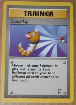 Scoop Up 107/130 Rare Non-Holo Base 2 Set Pokemon Trainer Card LP - Image 1