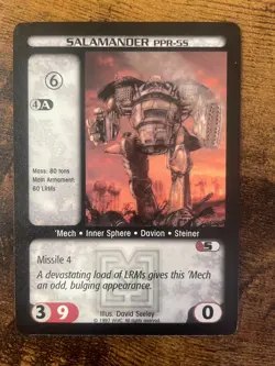 Battletech CCG TCG Card Rare Mercenaries Salamander PPR-5S - Image 1