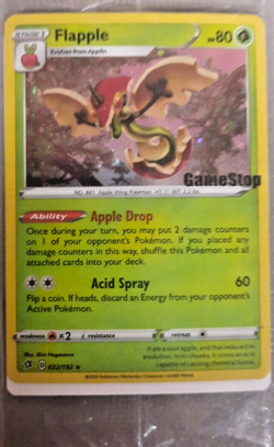 2021 POKEMON TCG FLAPPLE HOLO GAMESTOP EXCLUSIVE PROMO CARD 022/192 SEALED - Image 1
