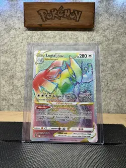 Pokemon TCG Lugia VSTAR Rainbow Secret Rare Card Silver Tempest 202/195 - Image 1