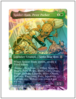 1x Spider-Ham, Peter Porker, Borderless Foil, Marvel Spider-Man, Magic, MTG NM - Image 1