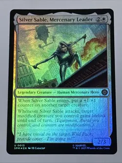 MTG Universes Beyond: Spider-man Silver Sable, Mercenary Leader Foil 0013 NM - Image 1