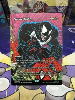 Savage Beating Spider-Man Magic the Gathering 0026 Mythic (NM) Showcase Regular - Image 1
