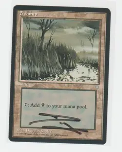Magic the Gathering ~ MTG ~ 1x Swamp (B) ~ ICE AGE ~ M/NM ~ Signed by Artist - Image 1