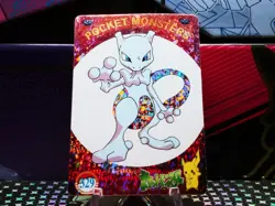 Pokemon Pocket Monsters Vending Prism Holo Vintage Sticker #329 MEWTWO rare - Image 1