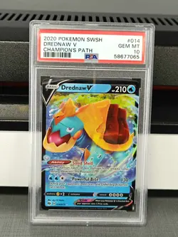 2020 POKEMON SWORD & SHIELD CHAMPION'S PATH DREDNAW V #14 - PSA GEM MT 10 - Image 1
