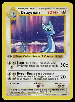 Pokemon Card - Dragonair Base Set (Shadowless) 18/102 1st Edition - Image 1