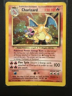 Pokemon TCG Charizard Base Set Holo Rare Card 4/102 HP - Image 1