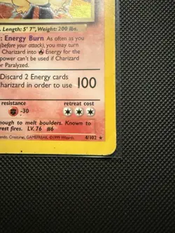 Pokemon TCG Charizard Base Set Holo Rare Card 4/102 HP - Image 5