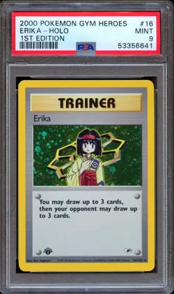 PSA 9 Pokemon Erika Holo 1st Edition Gym Heroes 16/132 MINT - Image 1