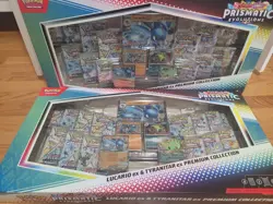 2x Pokemon Prismatic Evolutions Lucario Ex & Tyranitar Ex Premium Collection - Image 1