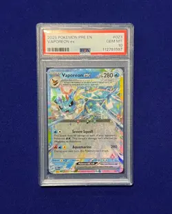 PSA 10 Vaporeon ex #23 Prismatic Evolutions 2025 Pokemon GEM MINT - Image 1