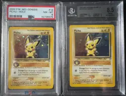 (2 Card Graded Lot) Pokemon 2000 Pichu #12 Neo Genesis Holo ((PSA 8) (BGS 8.5)) - Image 1