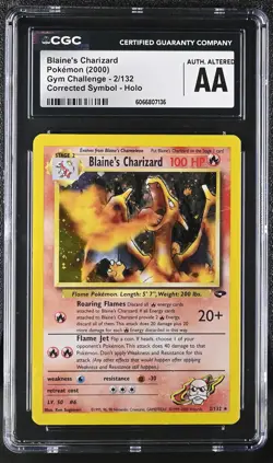CGC AA Blaine's Charizard Gym Challenge Corrected 2/132 Holo Pokemon Card - Image 1
