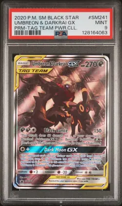 PSA 9 Umbreon & Darkraix GX #SM241 Tag Team Powers SM Promo Pokemon TCG Card - Image 1