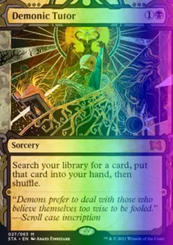 MTG Demonic Tutor (27e/252) Strixhaven Mystical Archive LP FOIL- ETCHED - Image 1