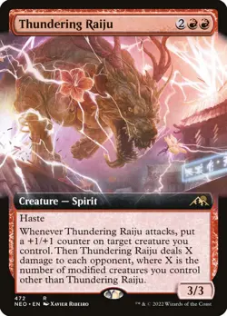 MTG Magic the Gathering Thundering Raiju (472/606) Kamigawa Neon Dynasty LP - Image 1