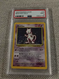 Pokemon Mewtwo Base Set Unlimited Holo Rare #10 PSA 9 Mint New Cert - Image 1