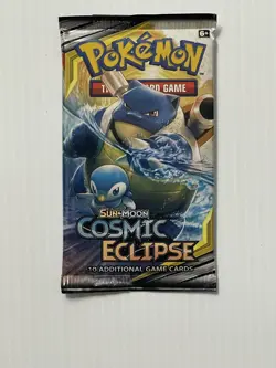 1 X Sealed Cosmic Eclipse Booster Pack (Blastoise & Piplup) - Sun & Moon Pokemon - Image 1