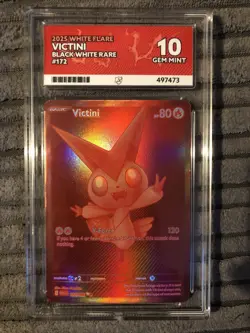 Pokemon TCG White Flare English Red Victini Card 172/086 Ace Grading GEM MINT 10 - Image 1