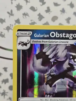 Galarian Obstagoon 161/264 Fusion Strike Holo Error Square Cut Corner Pokemon - Image 4