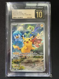 Pikachu 027 Paldea Evolved ETB Promo Pokemon TCG CGC Pristine 10 - Image 1