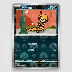 Scraggy (Poke Ball Pattern) 057/086 SV: White Flare Holo Common Pokemon TCG NM - Image 1