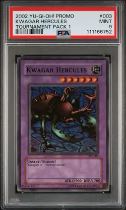 G2U 2002 YuGiOh Kwagar Hercules Tournament Pack 1 TP1 Super Rare PSA 9 - Image 1