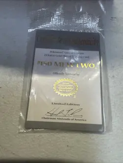 Pokemon MEWTWO 23K Gold Plated Trading Card 1999 Burger King Promo COA - Image 3