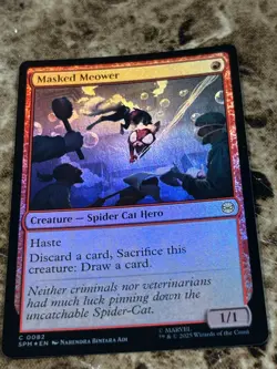 MASKED MEOWER Magic MTG Spiderman Foil - Image 1