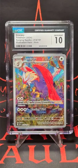 CGC 10 Braviary Surging Sparks 214/191 Illustration Rare Pokemon Card - Image 2