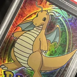 1999 TOPPS Pokemon Movie Edition DRAGONITE Rainbow Foil E12 Rainbow Foil PSA 8 - Image 1