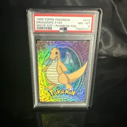 1999 TOPPS Pokemon Movie Edition DRAGONITE Rainbow Foil E12 Rainbow Foil PSA 8 - Image 2
